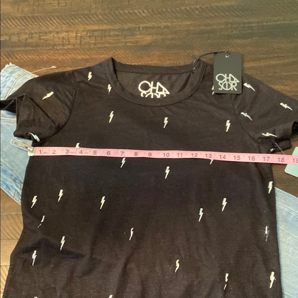 Black Lightning Bolt Ladies T-Shirt, Chaser brand, size S, NWT - Picture 5 of 7